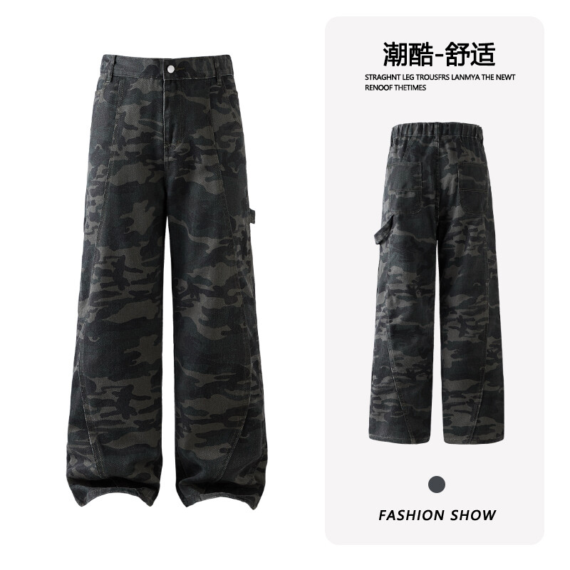 B221 美式ins高街暗黑小众修身微喇迷彩牛仔裤 LK24366-特P36控68