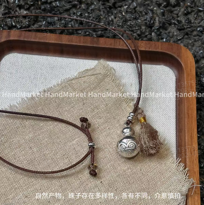 吊坠925银 JIUJIU【抽拉泰银葫芦毛衣链】吊坠款手作款重工项链