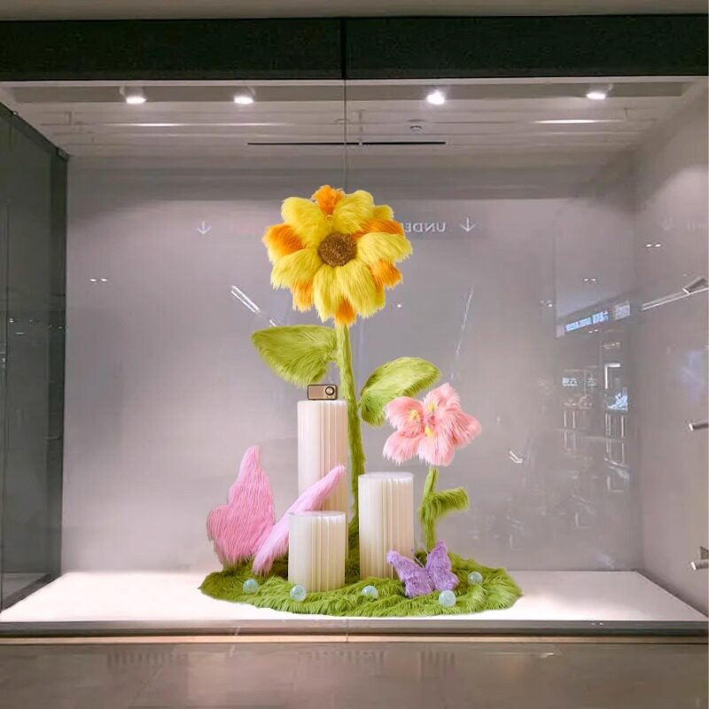 室内网红毛毛怪造景美陈道具摆件商场DP点服装店橱窗装饰场景布置