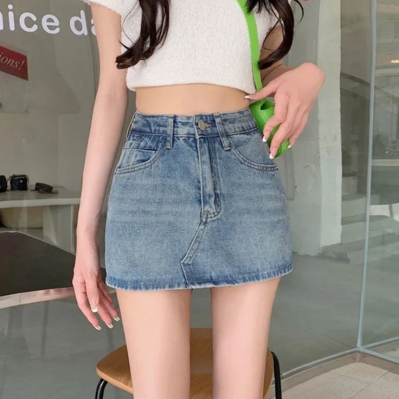 前裙后裤半身裙牛仔裙女夏A字裙