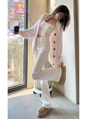 微喇裤子白色牛仔裤女春秋季2025年新款高腰显瘦修身弹力喇叭裤子