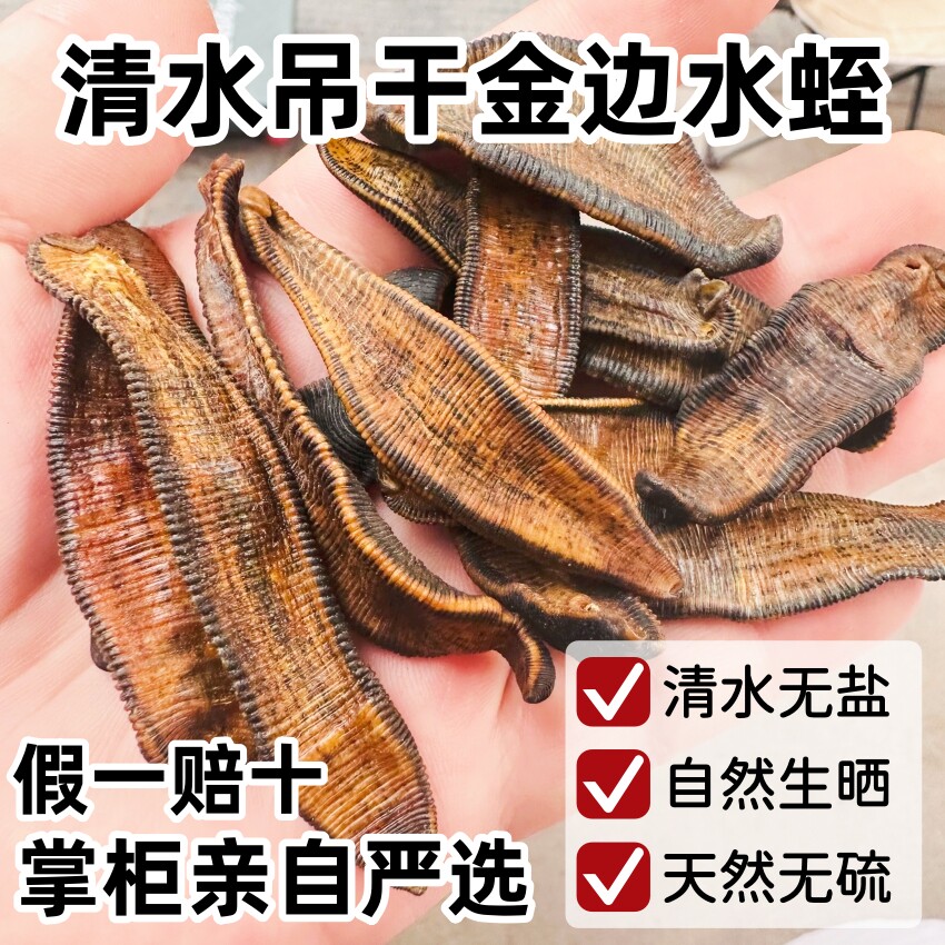野生清水吊干水蛭中药材蚂蝗干正品金边水蛭吊干无硫无盐100g包邮