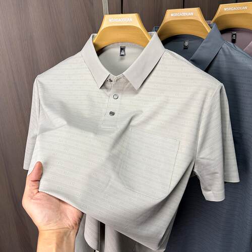 夏季冰丝爸爸装短袖POLO衫口袋