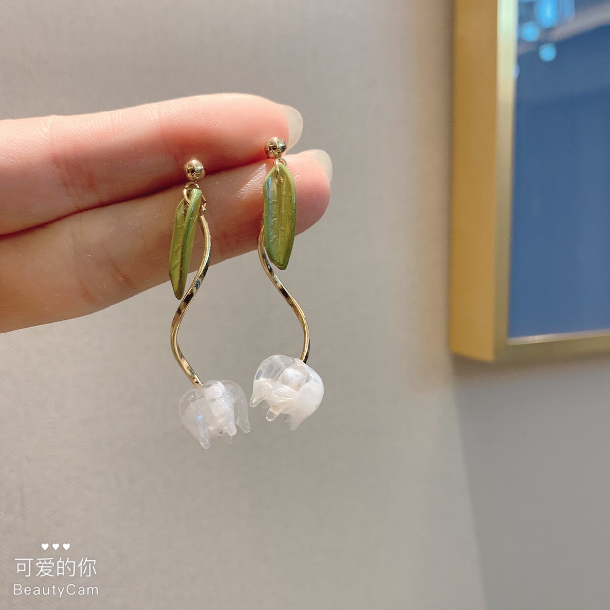 甜美手作花朵仙女款耳坠s925银针长款显瘦气质耳钉小众设计感耳夹