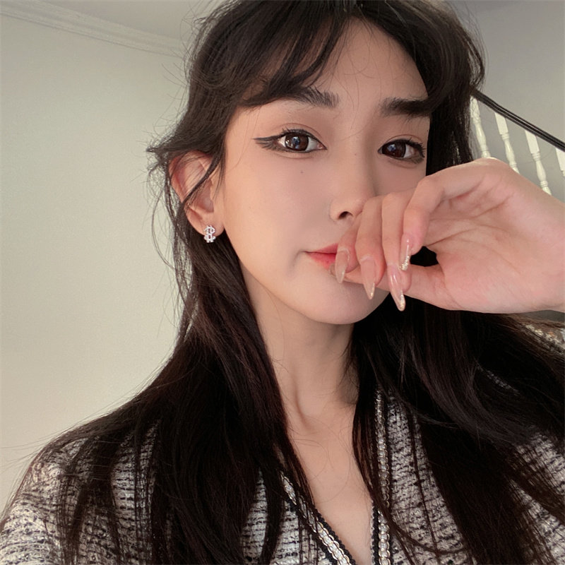 s925钱多多耳环满钻设计感手作新品耳饰韩国网红个性学生耳夹耳钉