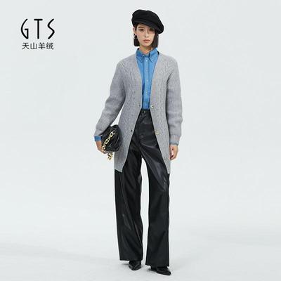 长袖羊绒开衫GTS针织V领慵懒风