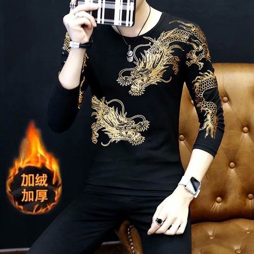 2018v领加绒加厚韩版秋衣长袖t恤