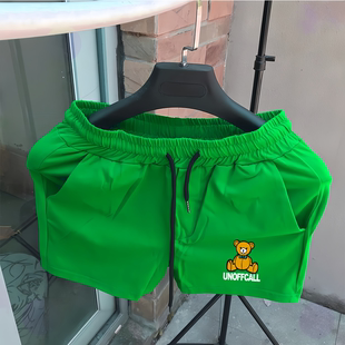 潮牌速干冰丝裤 印花薄款 子男士 休闲宽松大码 短裤 运动三分裤 男夏季