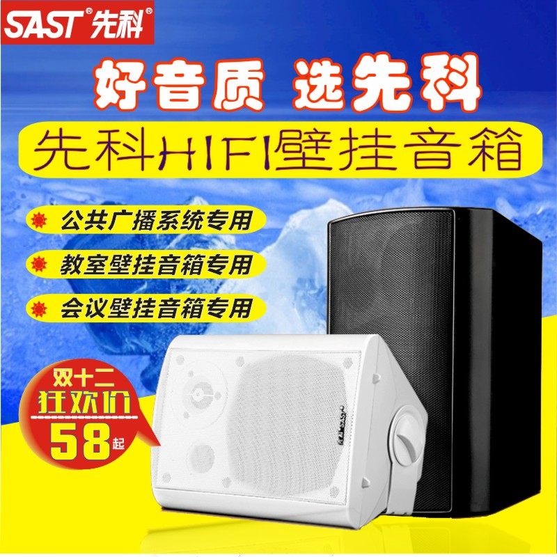 SAST/先科 D80 公共广播挂壁吸顶音响校园会议定压喇叭壁挂式音箱