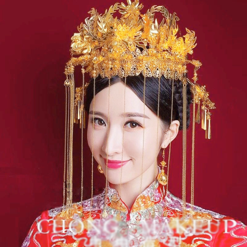 Bride costume golden Headdress suit Chinese style Xiu kimono phoenix coronet Hair hoop tassels Hairpin marry Hair Ornamentsin the Accessories/Fashion Jewelry, Hair Accessories  category - from Buy2taobao.com to provide professional Taobao agent buy service