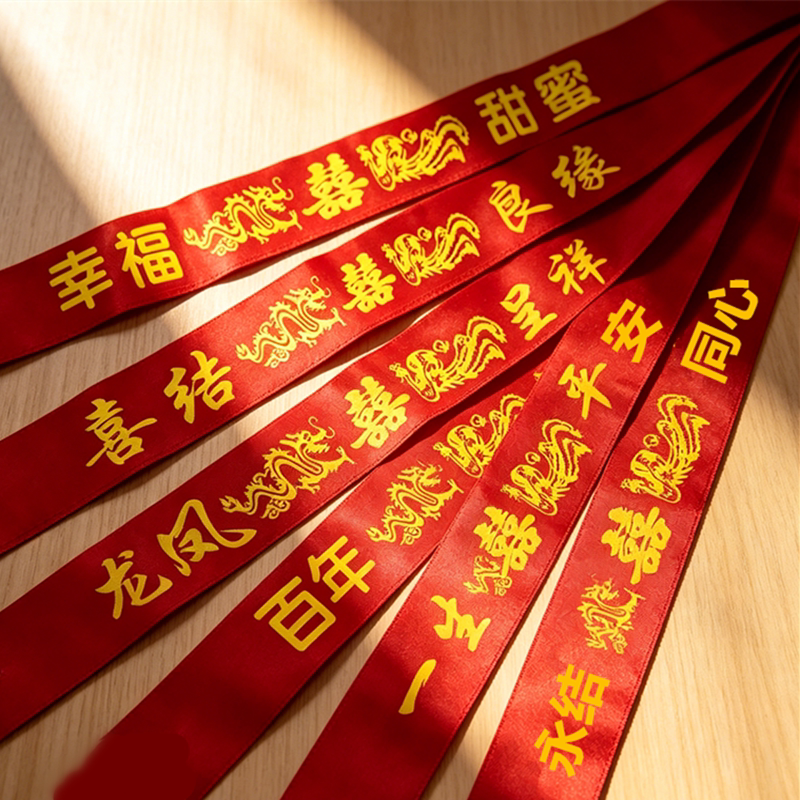 中式出嫁嫁妆捆绑红布带新娘陪嫁捆被褥行李箱喜带装饰红布条绑绳
