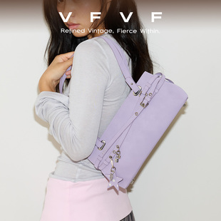 VFVF紫色单肩斜挎腋下包法棍包高级感手提包2025新款 小方包女包包