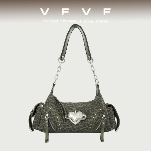 VFVF军绿色豹纹单肩机车包可斜挎