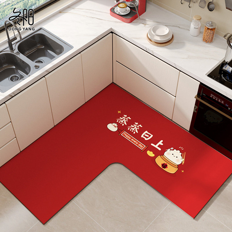 硅藻泥厨房专用地垫防滑防油可擦免洗脚垫l型吸水垫红色防水地毯,居家布艺,厨房地垫,淘宝优惠券,粉丝福利购,淘宝优惠卷