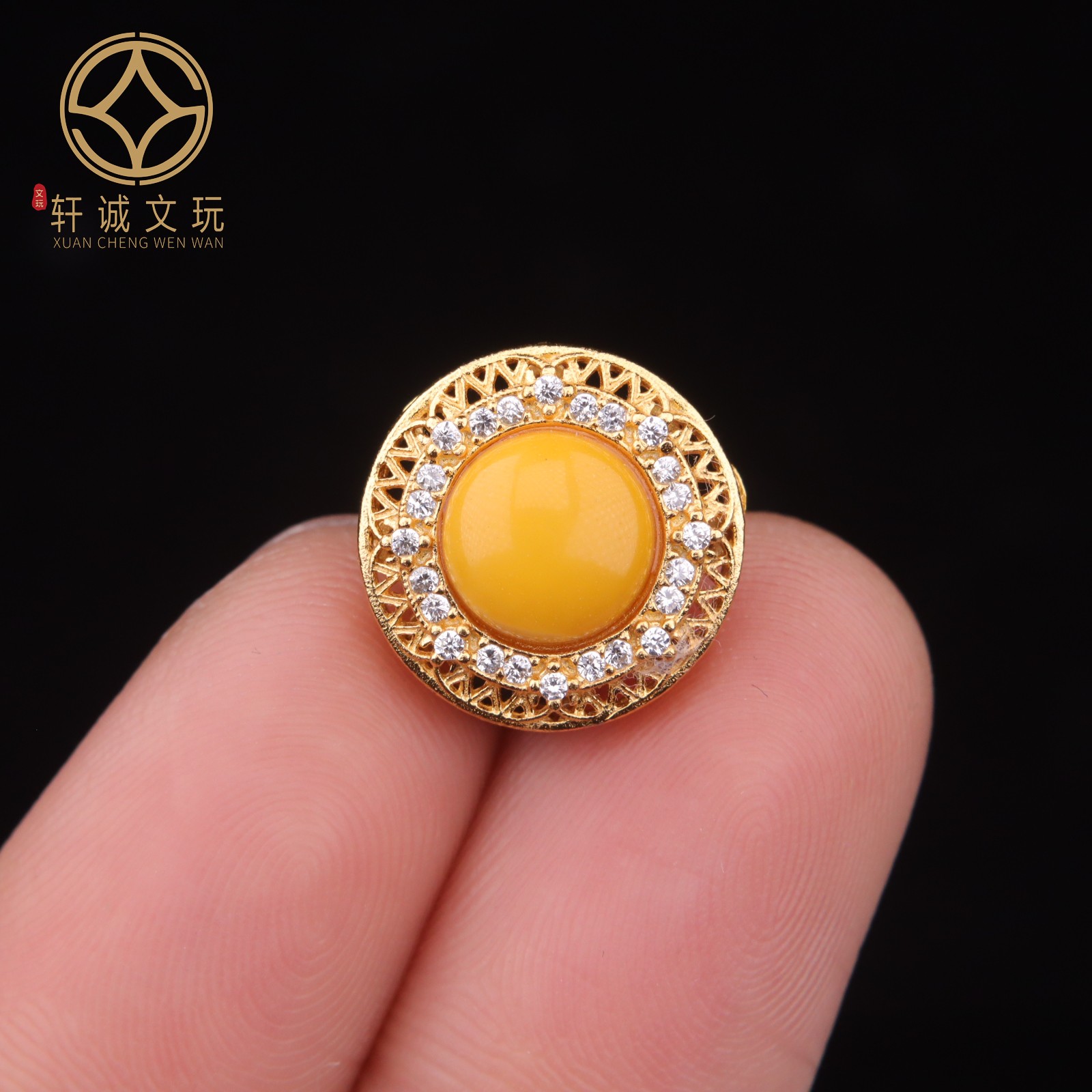 14.8MM蜜蜡半圆背云银镀金桶珠天然隔珠diy手串配饰配珠配件饰品