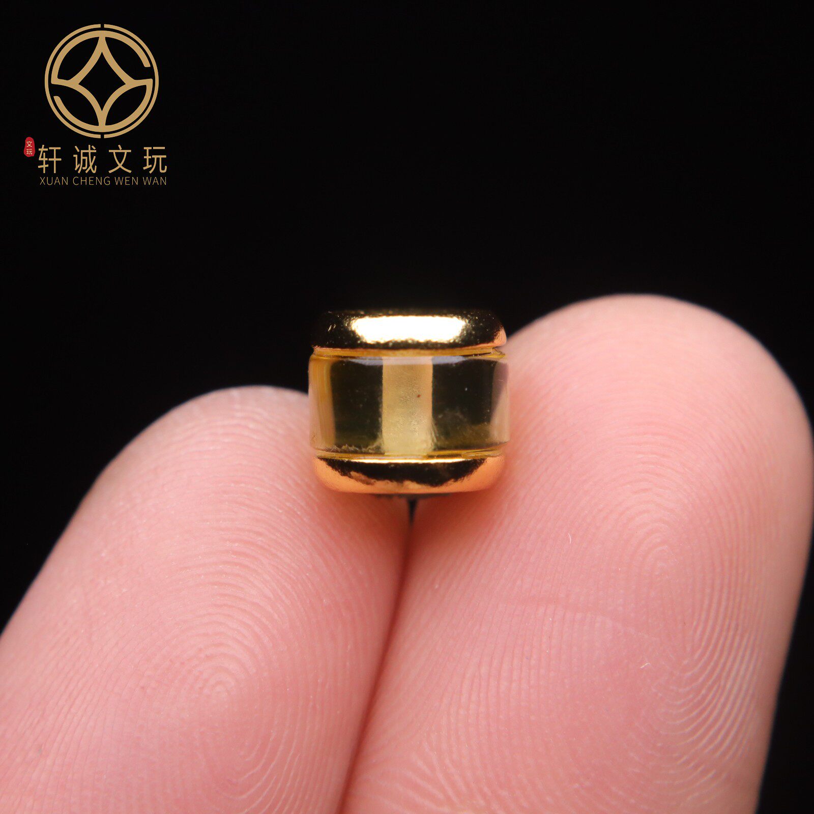 古法金银镀金配件天然黄水晶喇叭孔镶嵌桶珠散珠珠子DIY文玩配饰