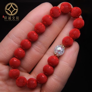 原矿朱砂顺直拉丝纹转运珠圆珠散珠配隔珠diy配饰手持手串手链