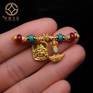 雪巴琉璃精工老型黄财神大黑天套装隔珠散珠手串108diy配饰配件