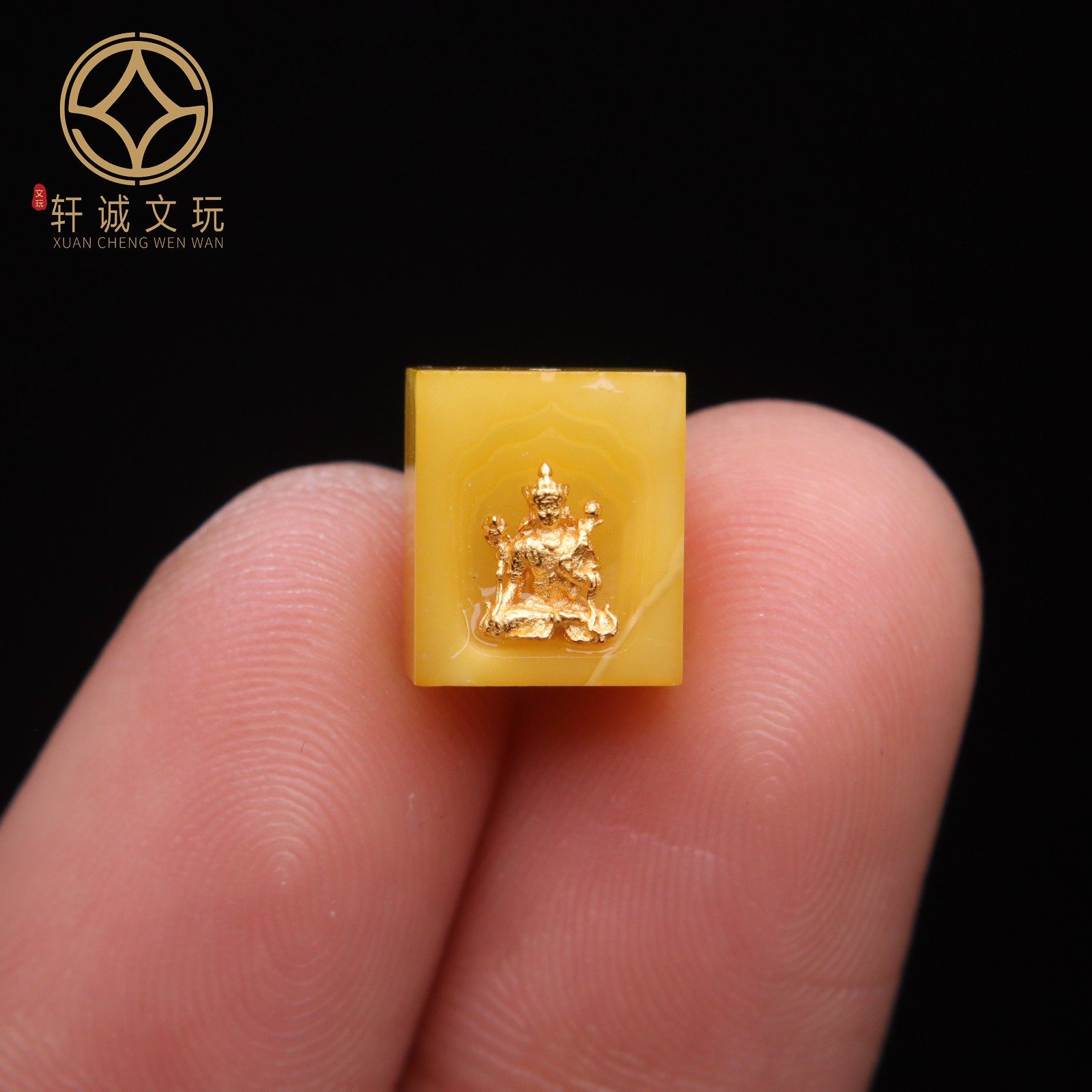 原创足银925银镀金蜜蜡方牌度母观音背云桶珠diy文玩配饰挂件吊坠
