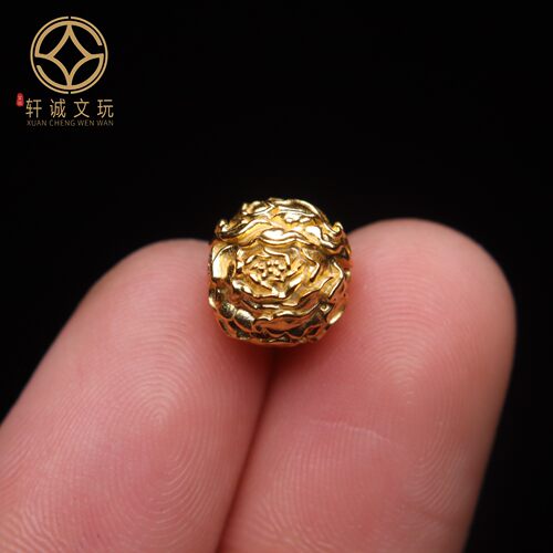 原创925银镀金莲花百花圆珠腰珠隔珠手工串珠编绳diy文玩配饰珠