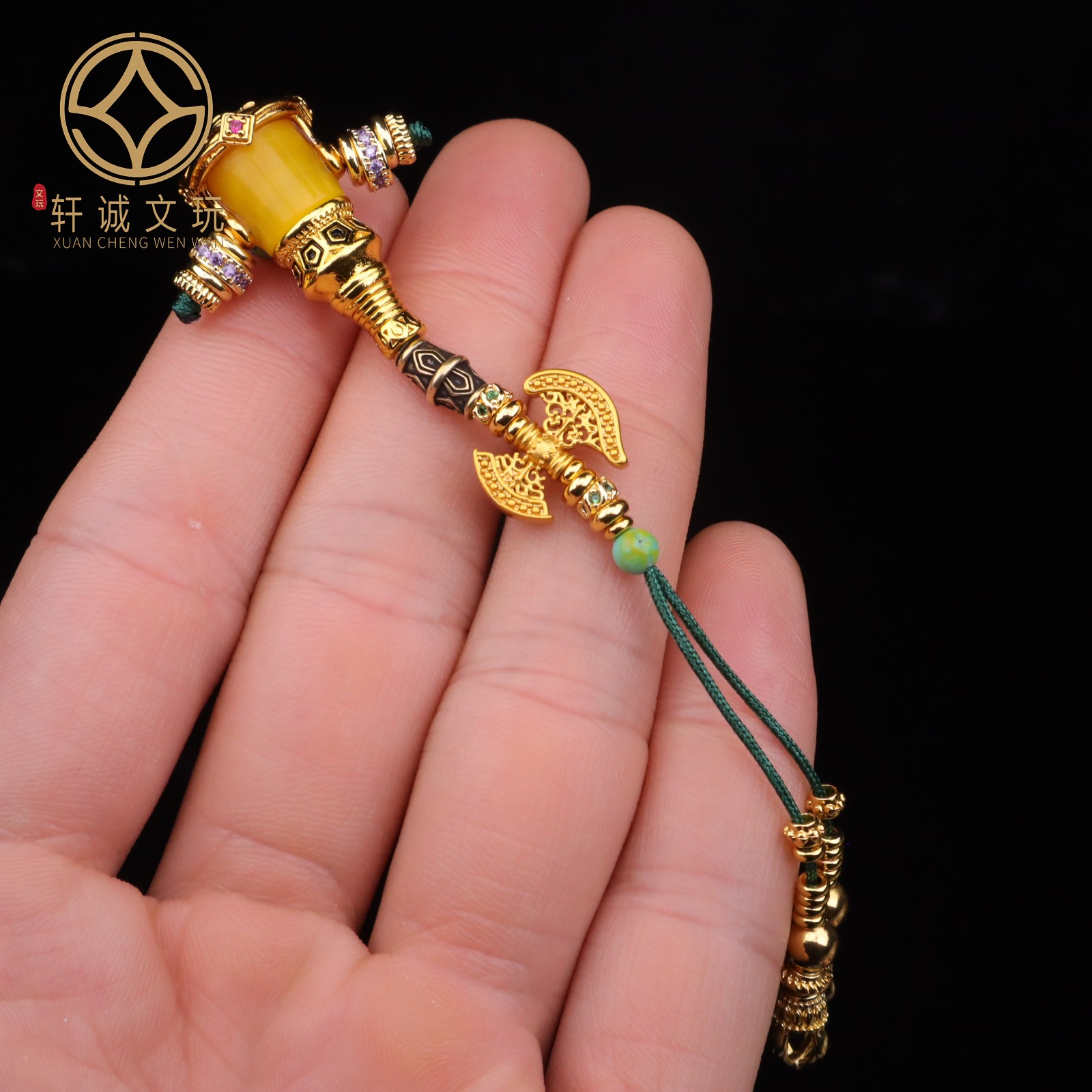 天然黄玛瑙金色古法金三通套装组合佛头金刚菩提108长串配饰配件