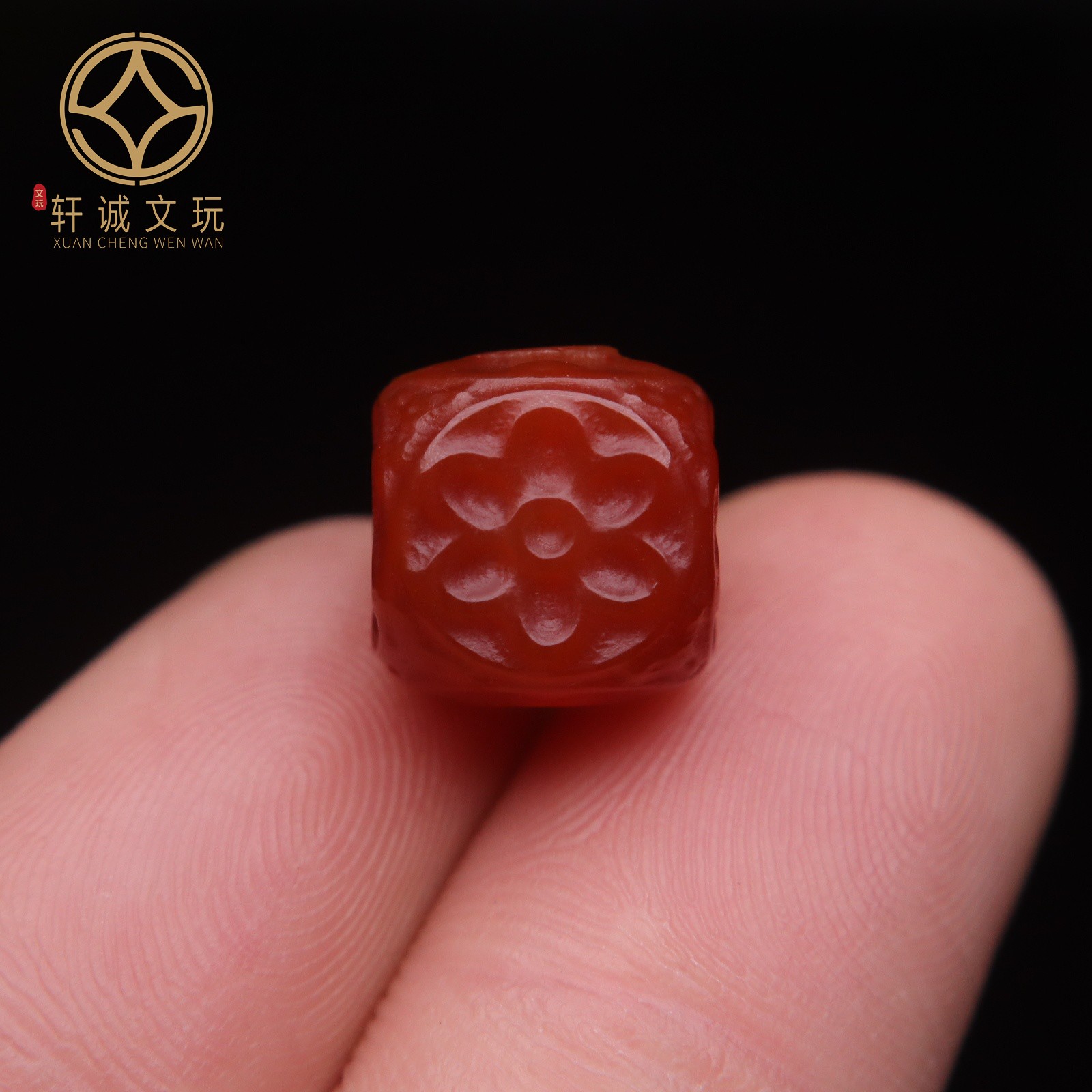 保真凉山满肉满色南红玛瑙方花珠回纹鼓珠桶珠散珠DIY配饰新品