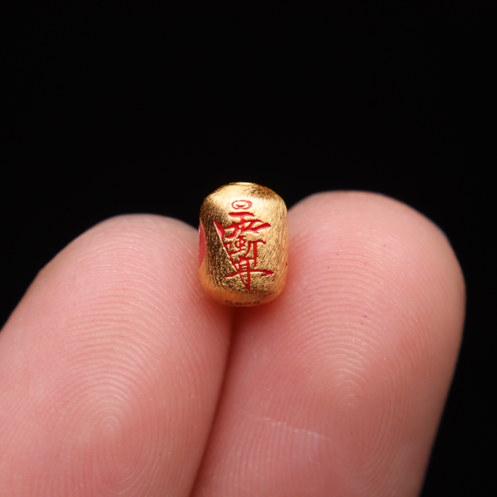 原创足银925银镀金烧蓝雨渐耳护身符方糖桶珠手串串珠diy文玩隔珠