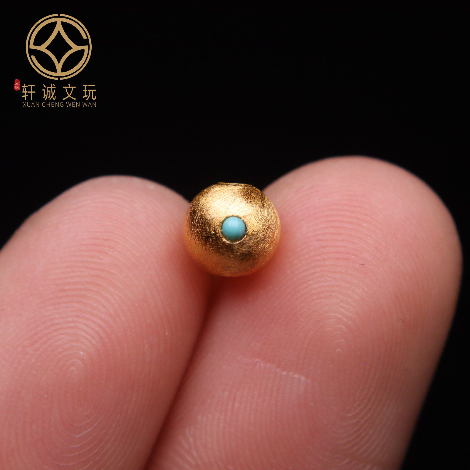原创925银镀金红雷字镶嵌松石腰珠隔珠diy文玩手串手链配饰配珠