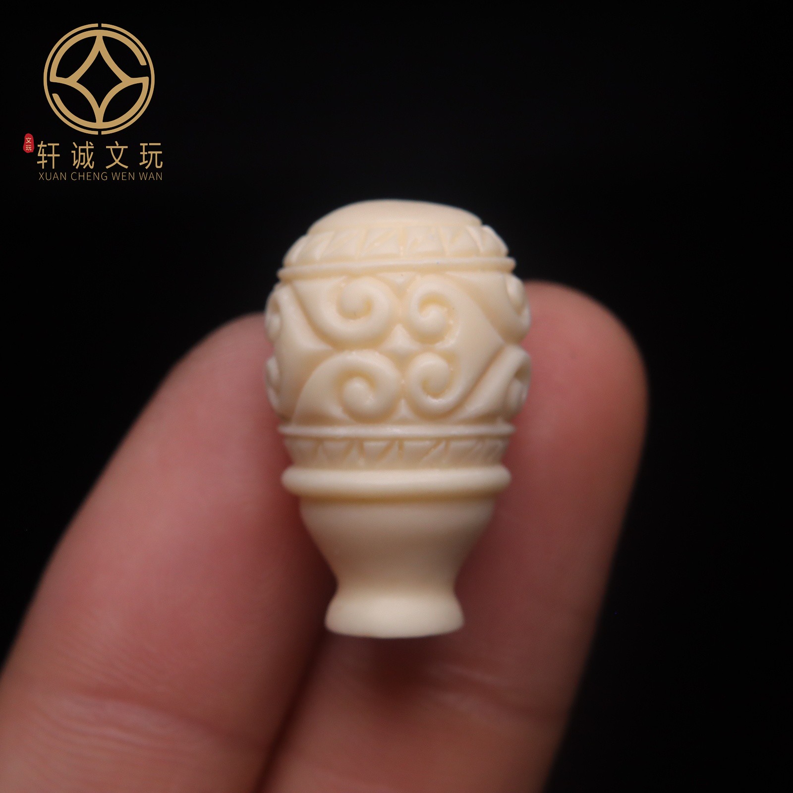 原创手工雕刻根付象牙果三通佛头手串长串diy文玩配珠配饰配件