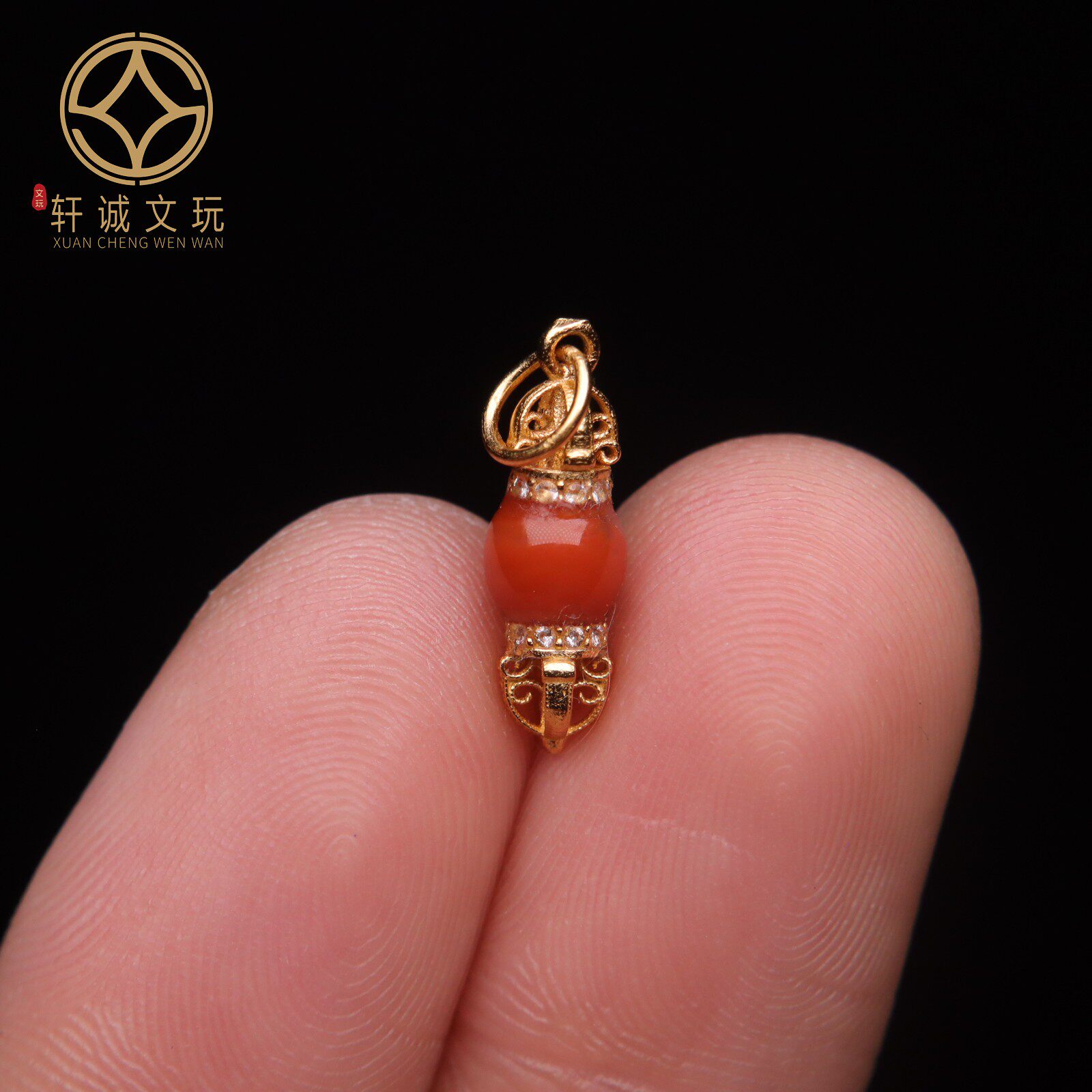 原创银镀金镶嵌天然南红玛瑙金刚杵桶珠散珠手串diy文玩配件配饰