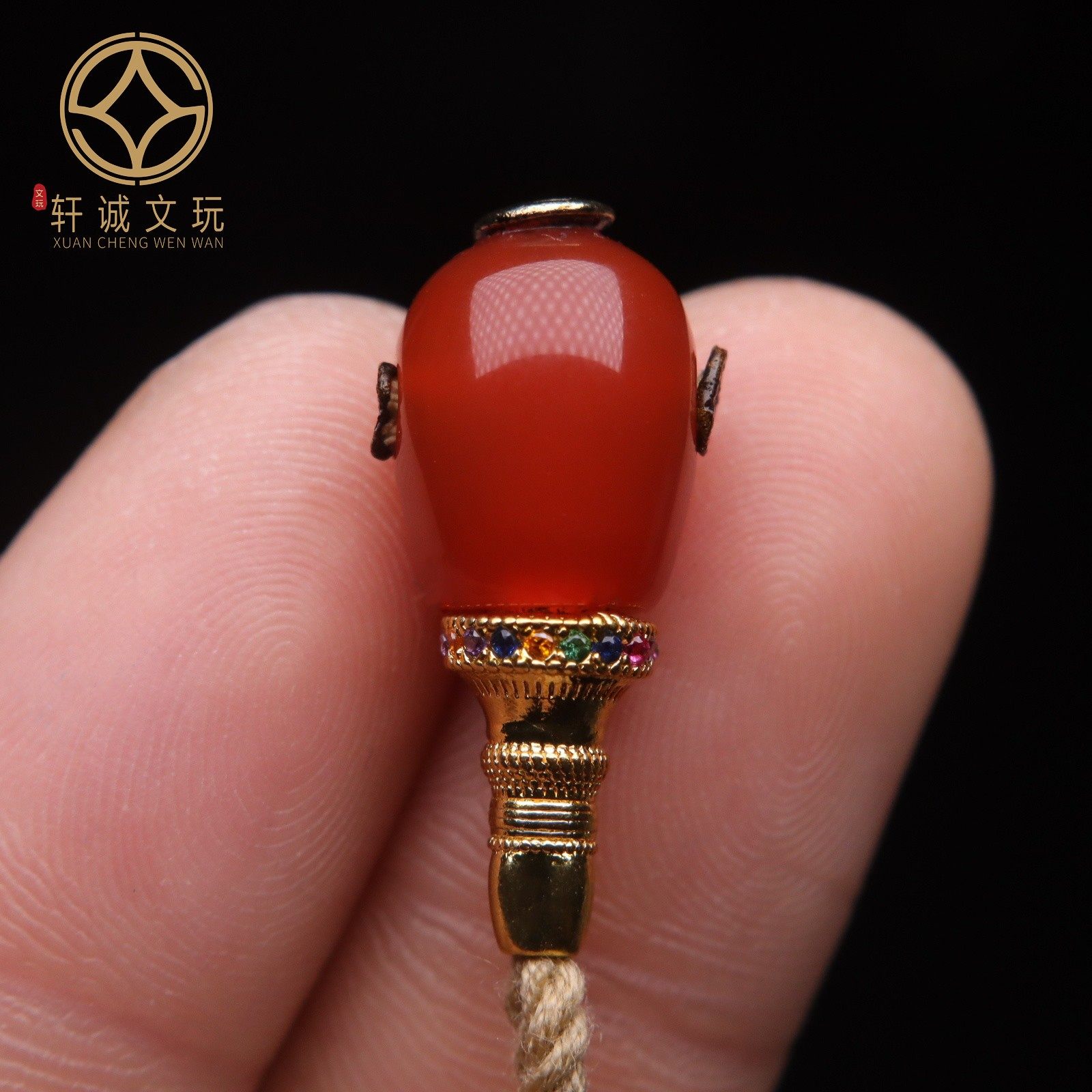 保真凉山满肉满色南红玛瑙分体三通佛头散珠DIY配饰新品配件饰品