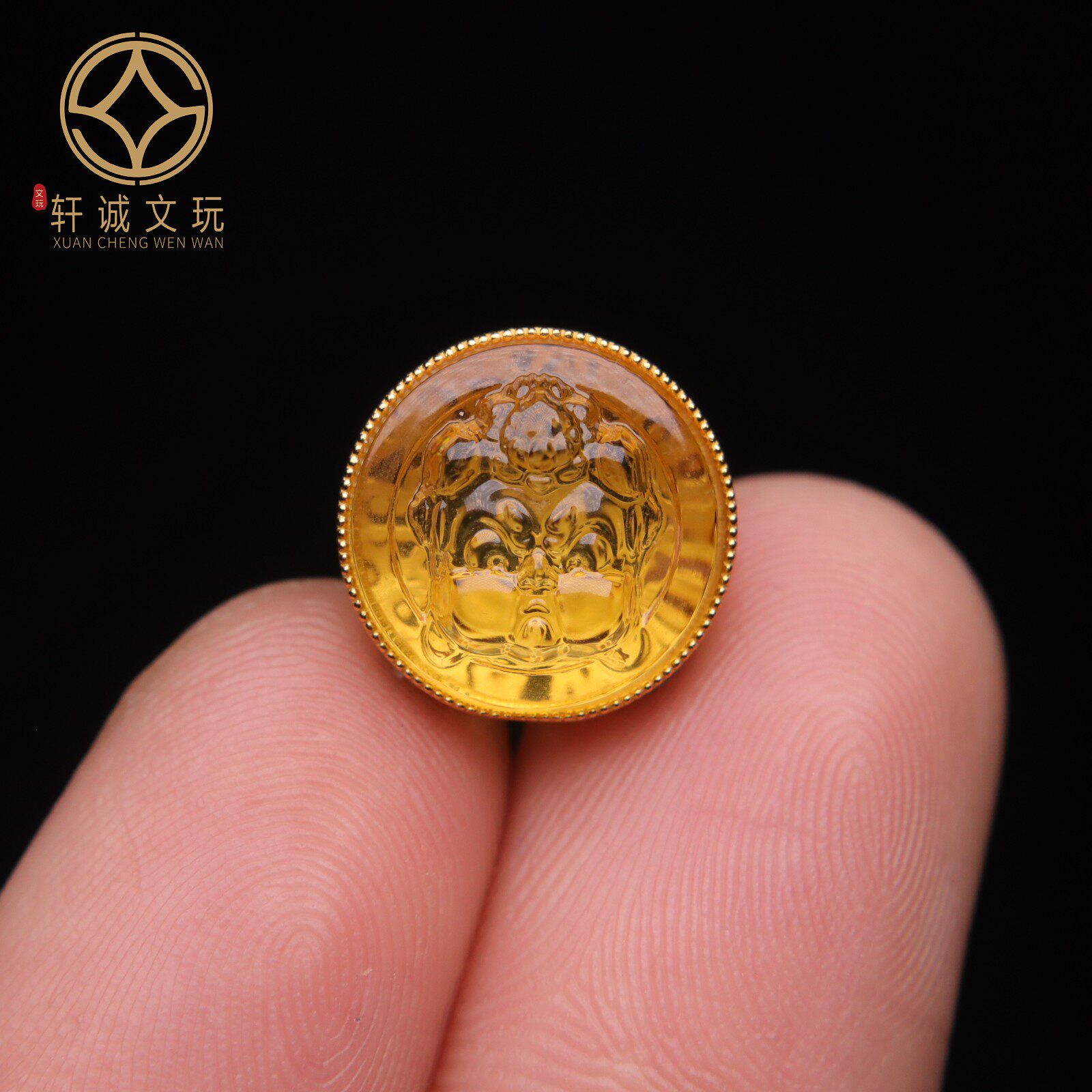 S925纯银镀金镶嵌白水晶黄财神背云桶珠隔珠配件配珠散珠手串桶珠