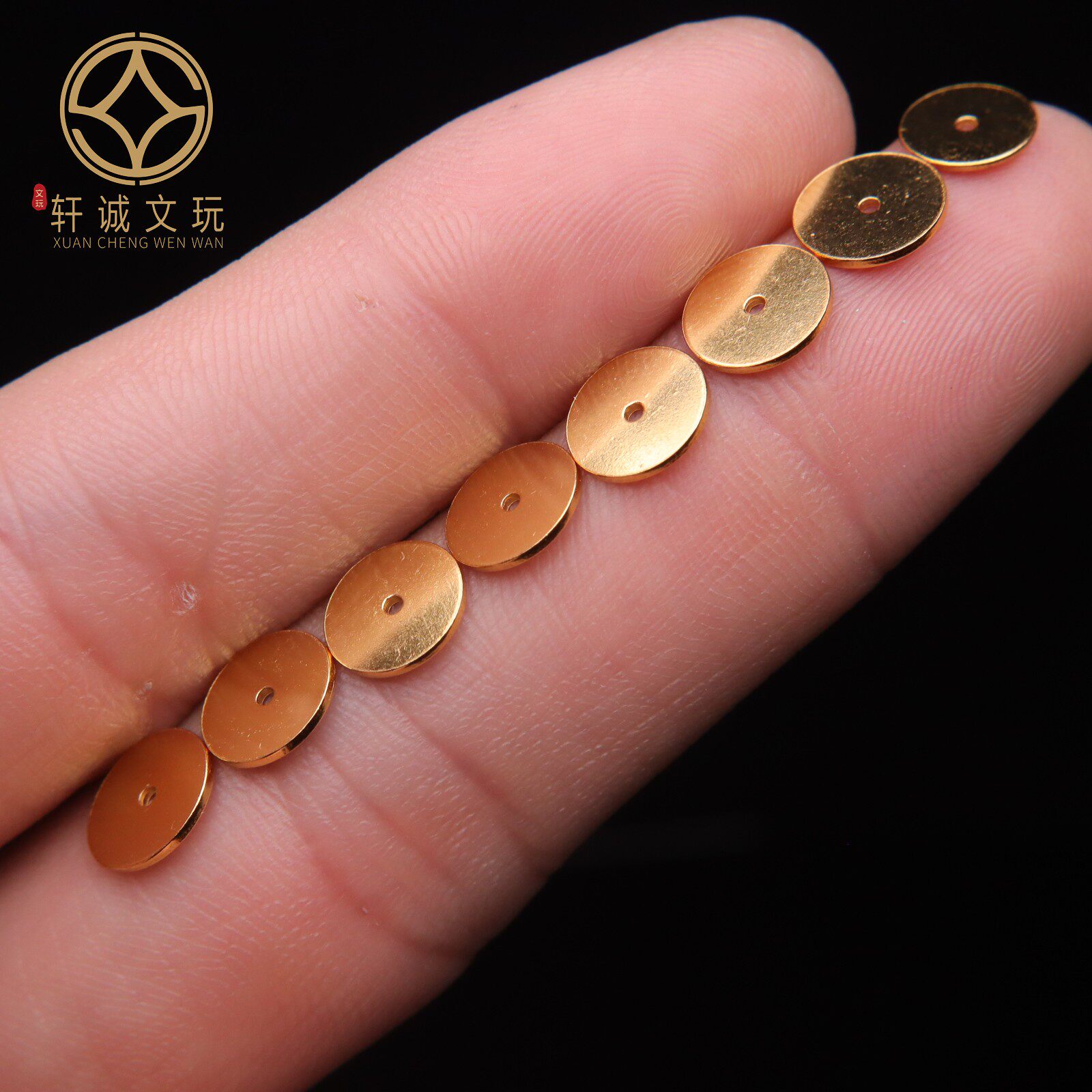 原创纯银925镀金光面薄隔片垫片隔珠长串手工串珠diy文玩散珠配饰图片