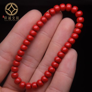 原矿天然朱砂散珠紫金砂老型桶珠帝王砂散珠女手链转运珠男手串
