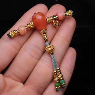 天然红玛瑙南红古法金三通套装 组合佛头金刚菩提108长串配饰配件