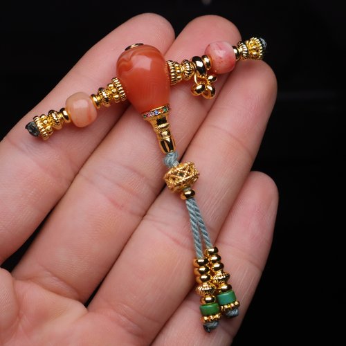 天然红玛瑙南红古法金三通套装组合佛头金刚菩提108长串配饰配件