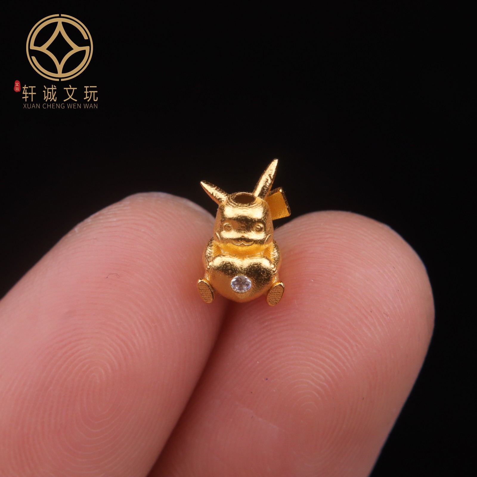 原创925银镀金皮卡丘生肖猴猪虎动物桶珠隔珠串珠diy文玩配饰配件