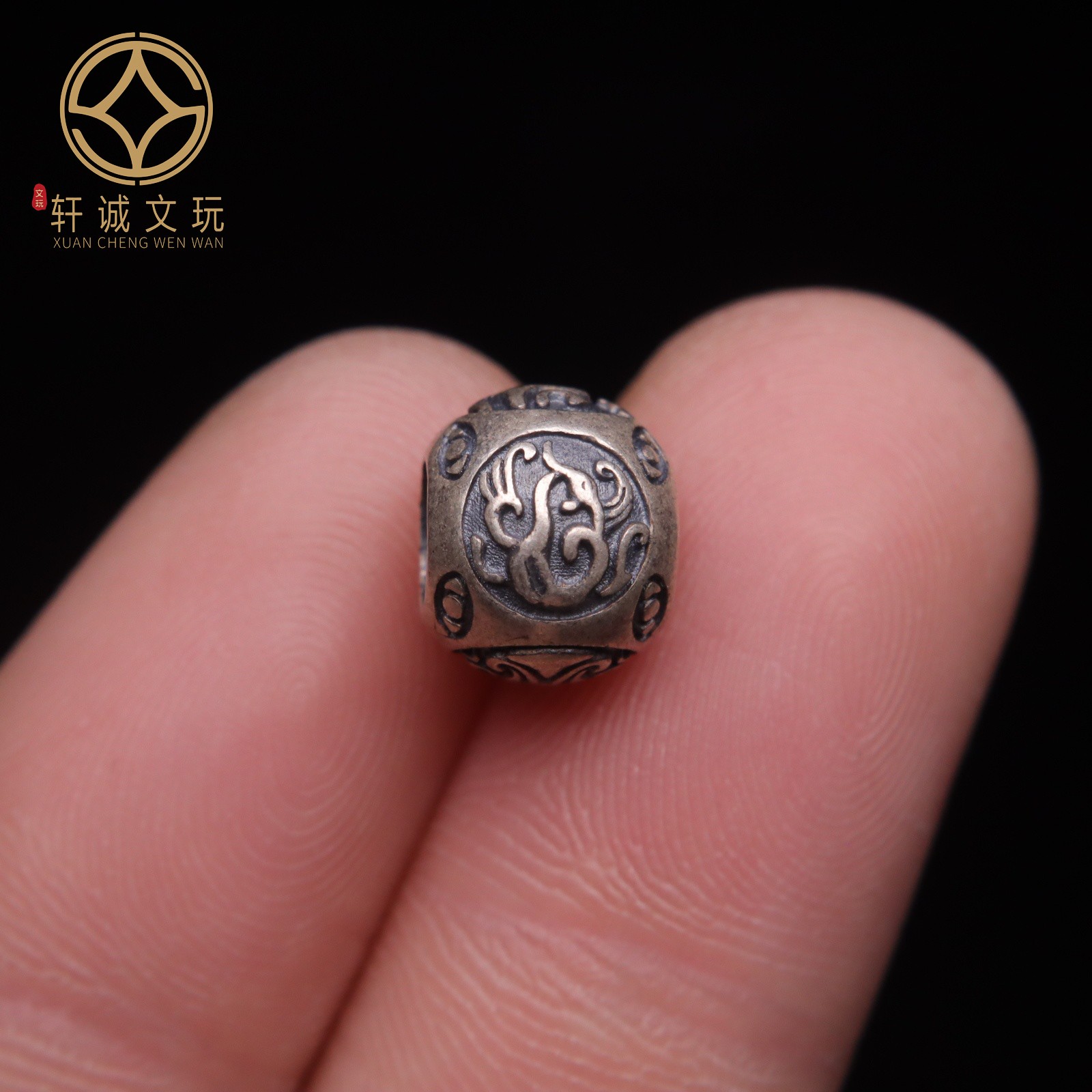 原创s925纯银5mm大孔四大神兽朱雀玄武青龙白虎DIY文玩手串配件
