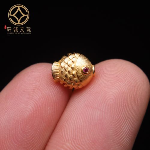 原创925银镀金年年有鱼腰珠隔珠手工串珠编绳diy文玩配饰配珠