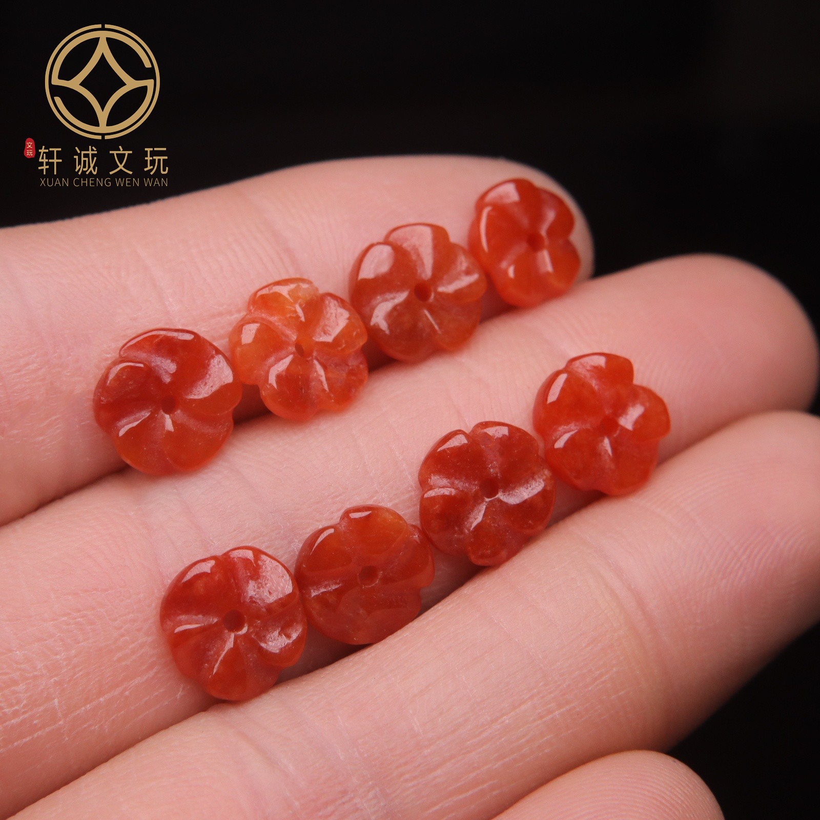 保真凉山满肉满色南红花瓣隔片隔珠玛瑙算盘珠散珠DIY配饰新品