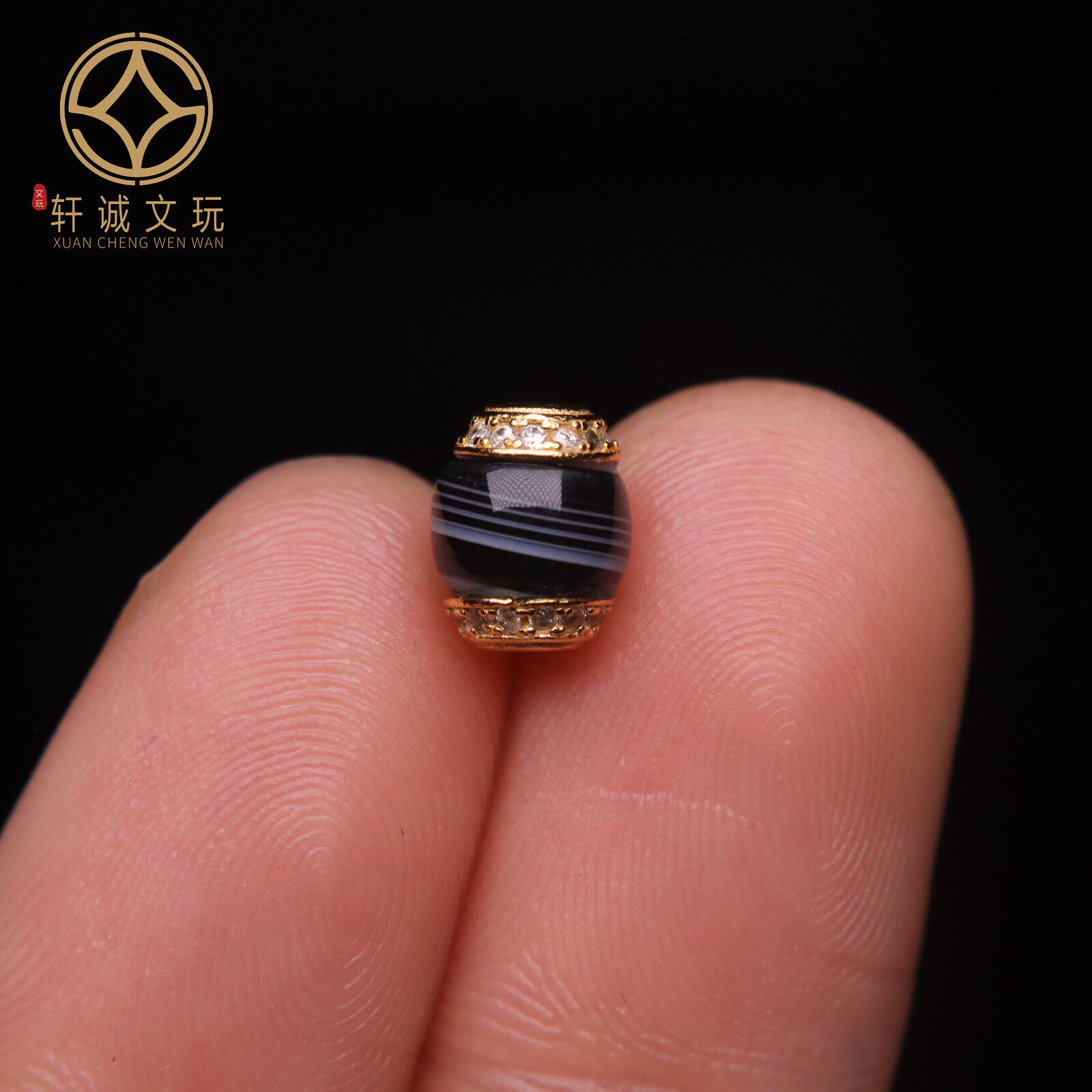 古法金银镀金天然天珠玛瑙天珠桶珠镶嵌手串手链配珠文玩DIY配件