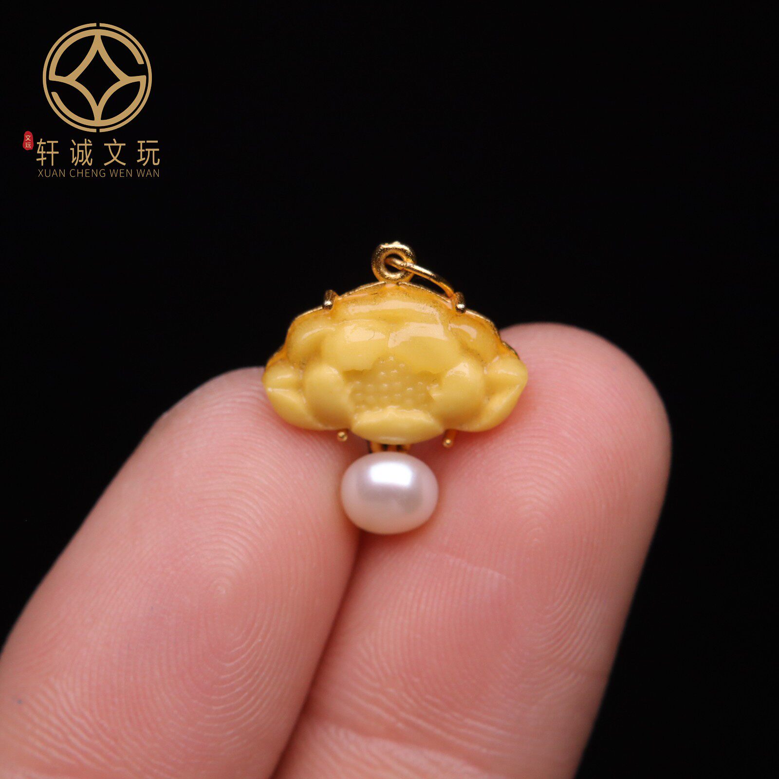 原创925银镀金蜜蜡莲花珍珠吊坠腰珠隔珠串珠编绳diy文玩配饰珠