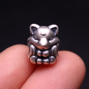 999足银小狐狸九尾狐吊坠挂件diy配饰纯银文玩手链藏式饰品小配件