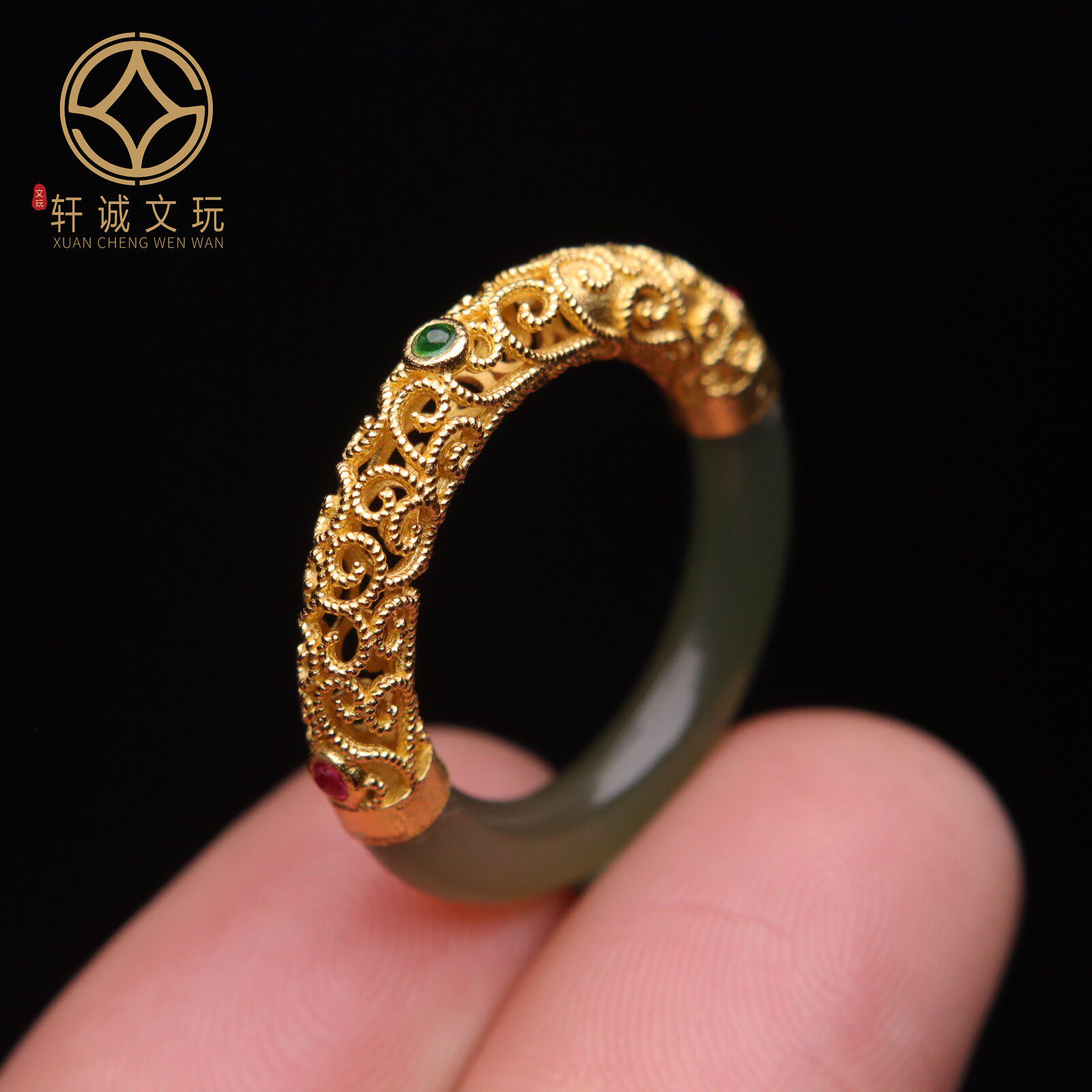 原创925银镀金翡翠跑环跑环隔珠串珠diy手串手链108配珠文玩配饰