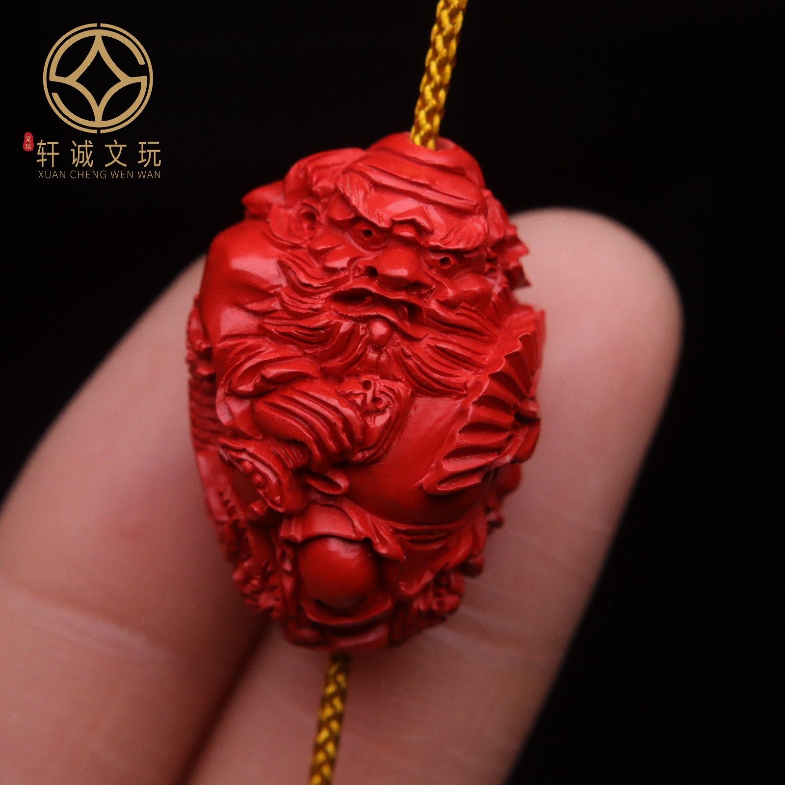 天然原矿朱砂钟馗全身立体背云雕刻件小配件挂件吊坠文玩配饰