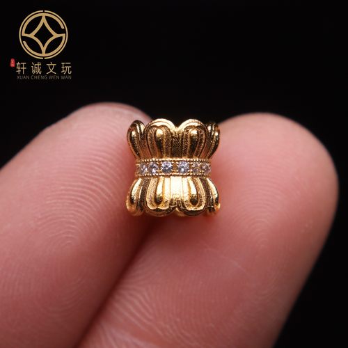 原创925银镀金大孔莲花老型桶珠腰珠隔珠手工串珠编绳diy文玩配饰