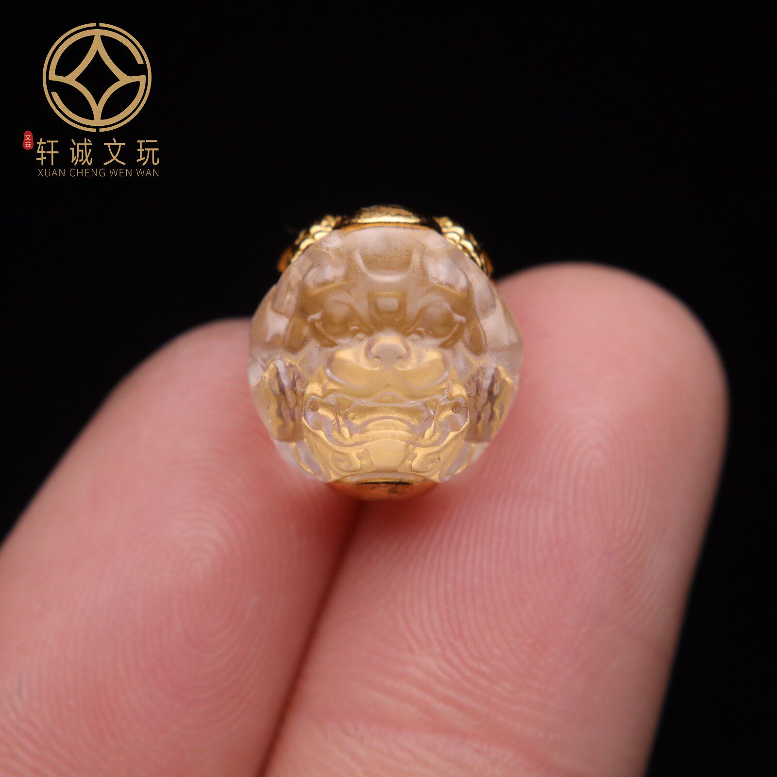 天然银镀金白水晶貔貅镶嵌DIY文玩配饰手串手链配件挂件散珠配珠