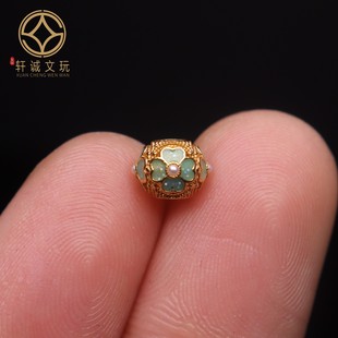 原创足银925银镀金花桶珠顶腰珠隔珠手串手工串珠编绳diy文玩配饰