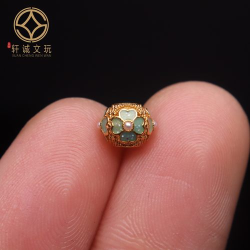 原创足银925银镀金花桶珠顶腰珠隔珠手串手工串珠编绳diy文玩配饰