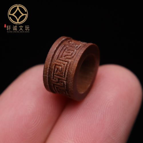 天然正品沉香老山檀戒指回纹跑圈跑环跑圈吊圈菩提手串隔片配饰